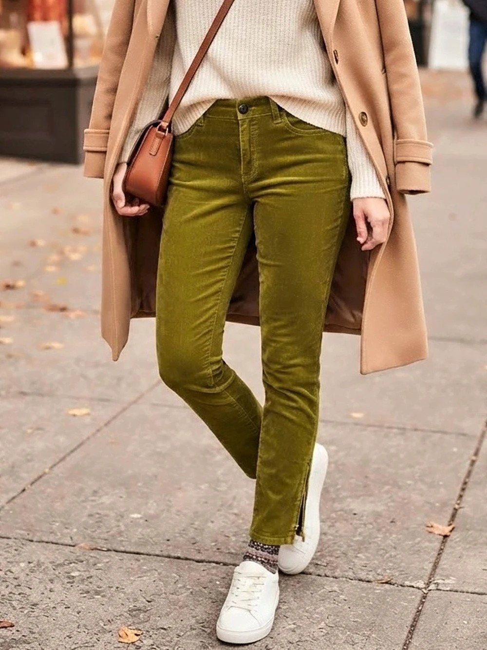 Pilcro and The Letterpress | Stet Slim Ankle Corduroy Jeans in Moss Green |Sz 29